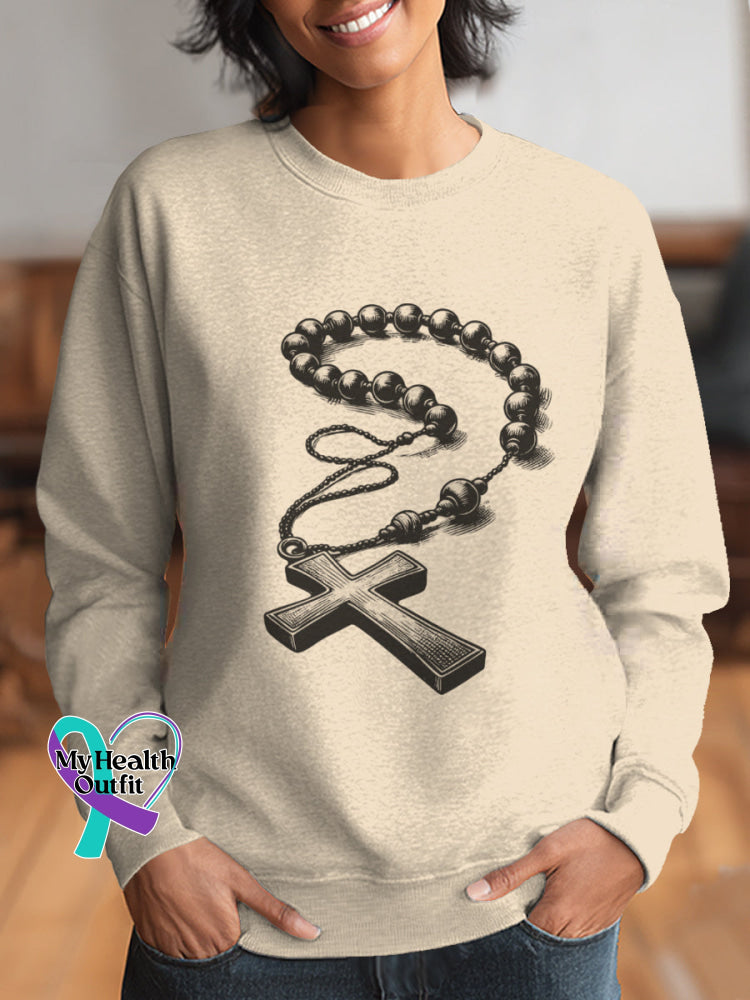 Woman’s Jesus Art Vintage Print Casual Sweatshirt Apricot / S