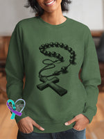 Woman’s Jesus Art Vintage Print Casual Sweatshirt Green / S