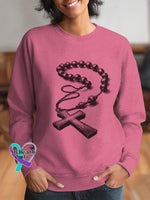 Woman’s Jesus Art Vintage Print Casual Sweatshirt Pink / S