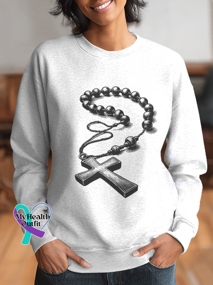 Woman’s Jesus Art Vintage Print Casual Sweatshirt White / S