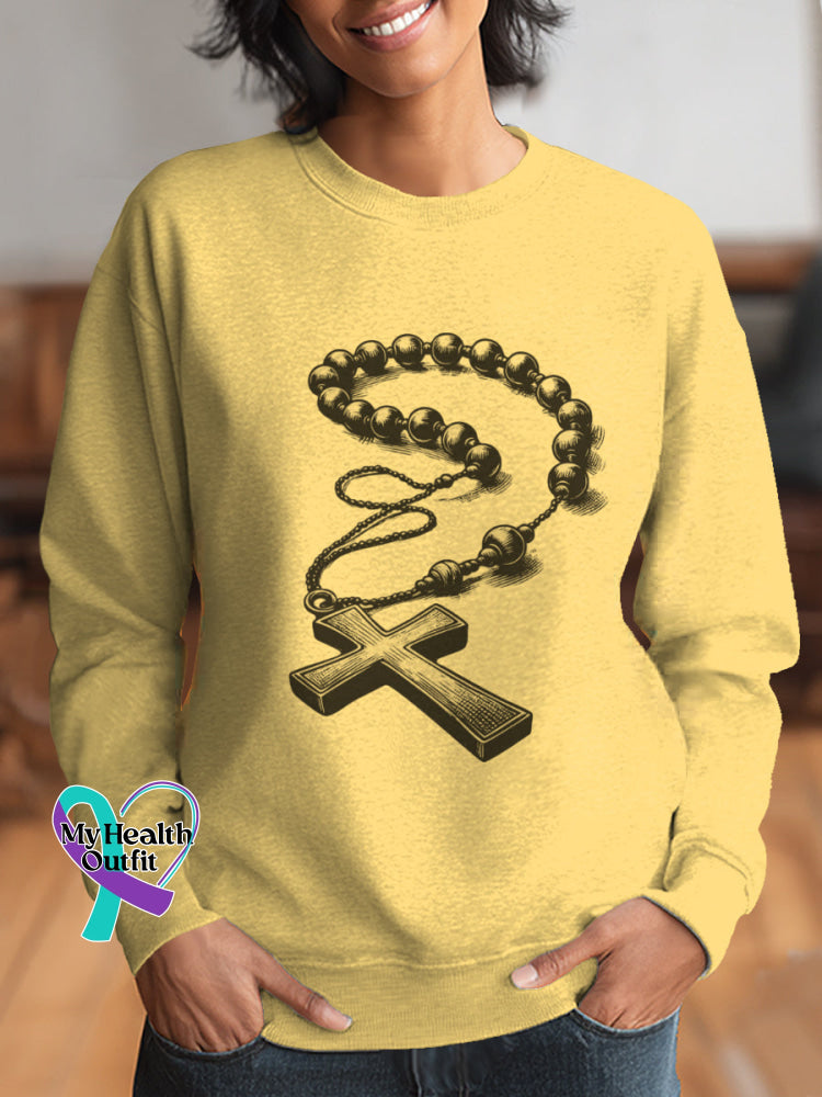 Woman’s Jesus Art Vintage Print Casual Sweatshirt Yellow / S