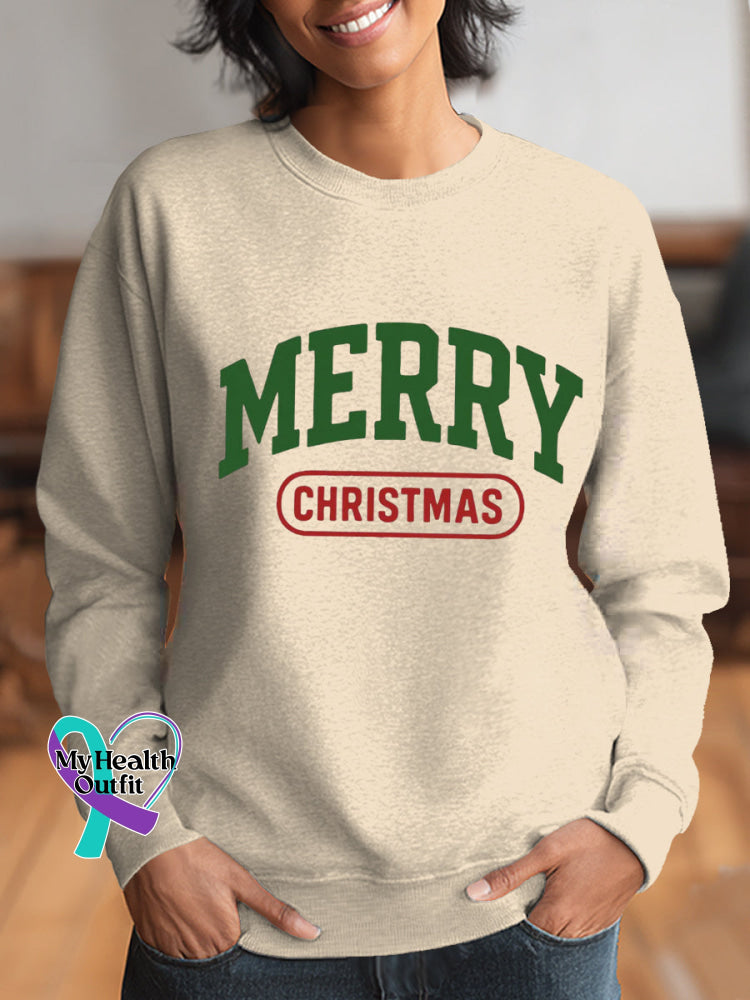 Woman’s Merry Christmas Art Vintage Print Casual Sweatshirt Apricot / S
