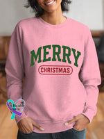 Woman’s Merry Christmas Art Vintage Print Casual Sweatshirt Pink / S