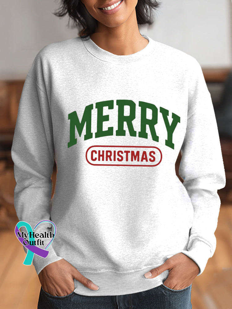 Woman’s Merry Christmas Art Vintage Print Casual Sweatshirt White / S