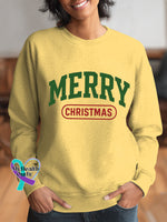 Woman’s Merry Christmas Art Vintage Print Casual Sweatshirt Yellow / S