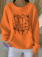 Woman’s Native American Heritage Month Art Vintage Print Casual Sweatshirt Orange / S