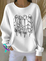 Woman’s Native American Heritage Month Art Vintage Print Casual Sweatshirt White / S