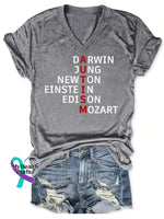 Women’s Autism Awareness Monogram Casual T-Shirt Grey / S