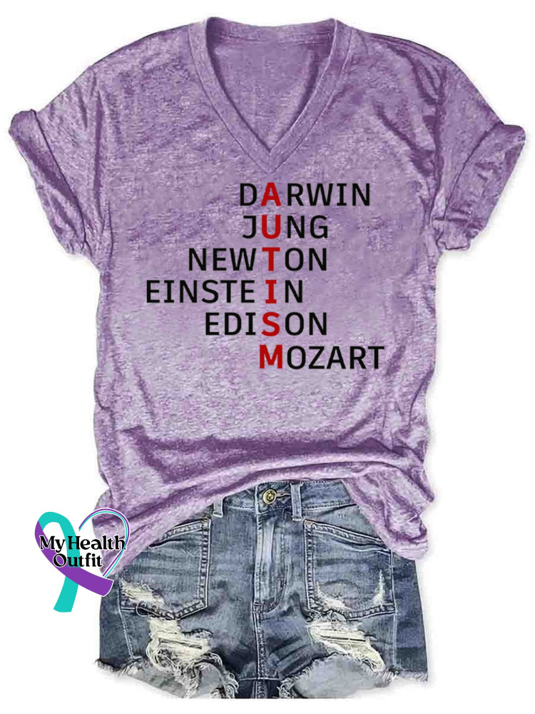 Women’s Autism Awareness Monogram Casual T-Shirt Purple / S