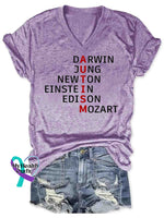 Women’s Autism Awareness Monogram Casual T-Shirt Purple / S