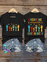 Womens Autism Awareness Print T-Shirt Black / S