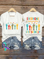 Womens Autism Awareness Print T-Shirt White / S