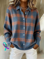 Women’s Autumn/Winter Contrast Print Cardigan Blue / S