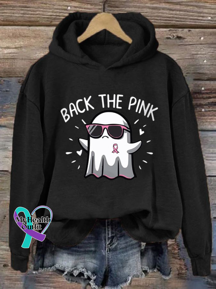 Women’s Back The Pink Breast Cancer Awareness Casual Hoodie Black / S
