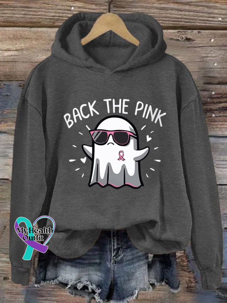 Women’s Back The Pink Breast Cancer Awareness Casual Hoodie Dark Grey / S