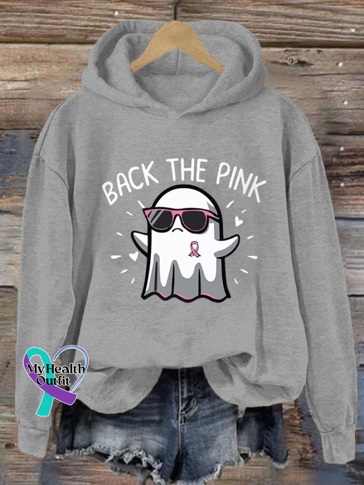 Women’s Back The Pink Breast Cancer Awareness Casual Hoodie Light Grey / S