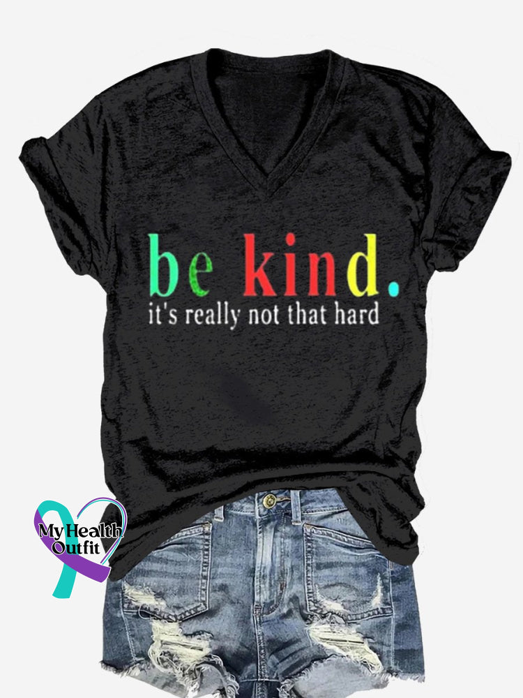 Women’s Be Kind It’s Really Not That Hard Print Casual T-Shirt Black / S