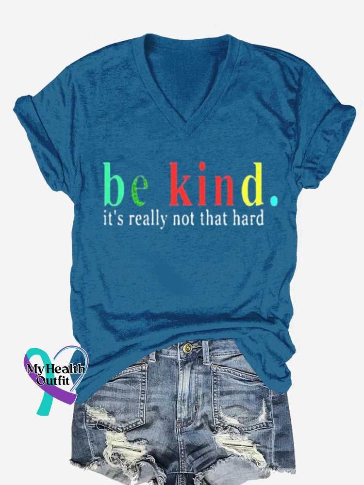 Women’s Be Kind It’s Really Not That Hard Print Casual T-Shirt Blue / S