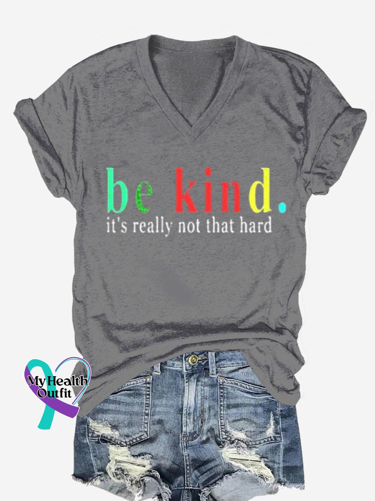 Women’s Be Kind It’s Really Not That Hard Print Casual T-Shirt Grey / S