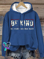 Women’s Be Kind It’s Really Not That Hard Print Hoodie Blue / S