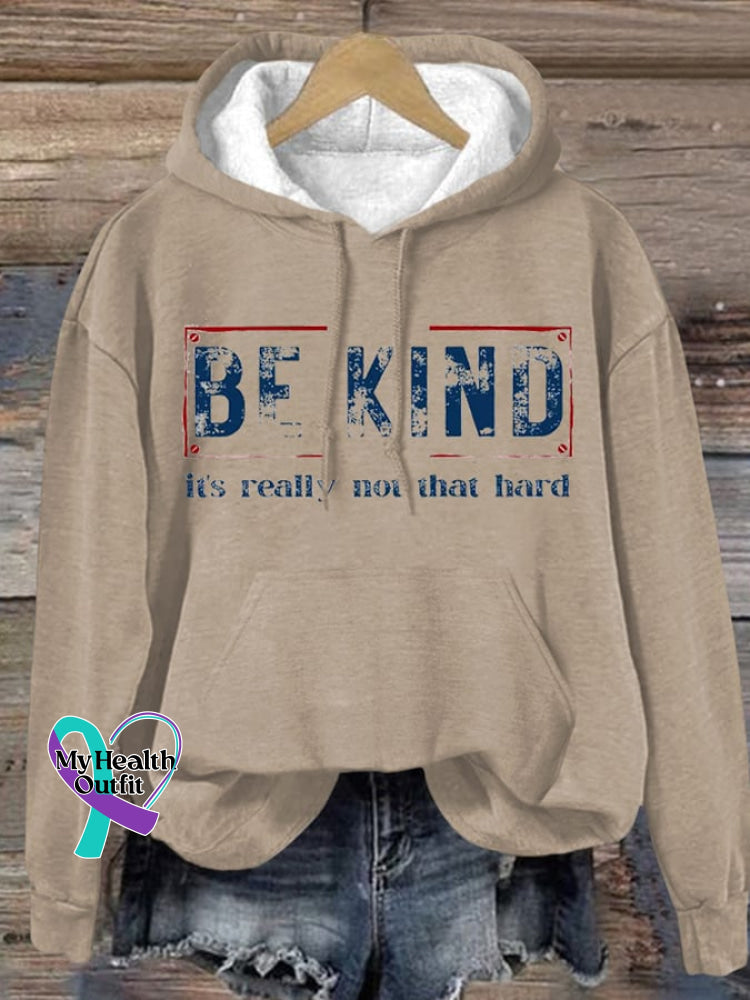 Women’s Be Kind It’s Really Not That Hard Print Hoodie Khaki / S