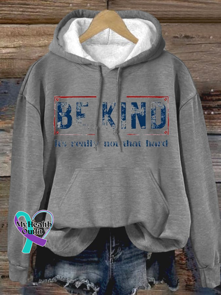 Women’s Be Kind It’s Really Not That Hard Print Hoodie Light Grey / S