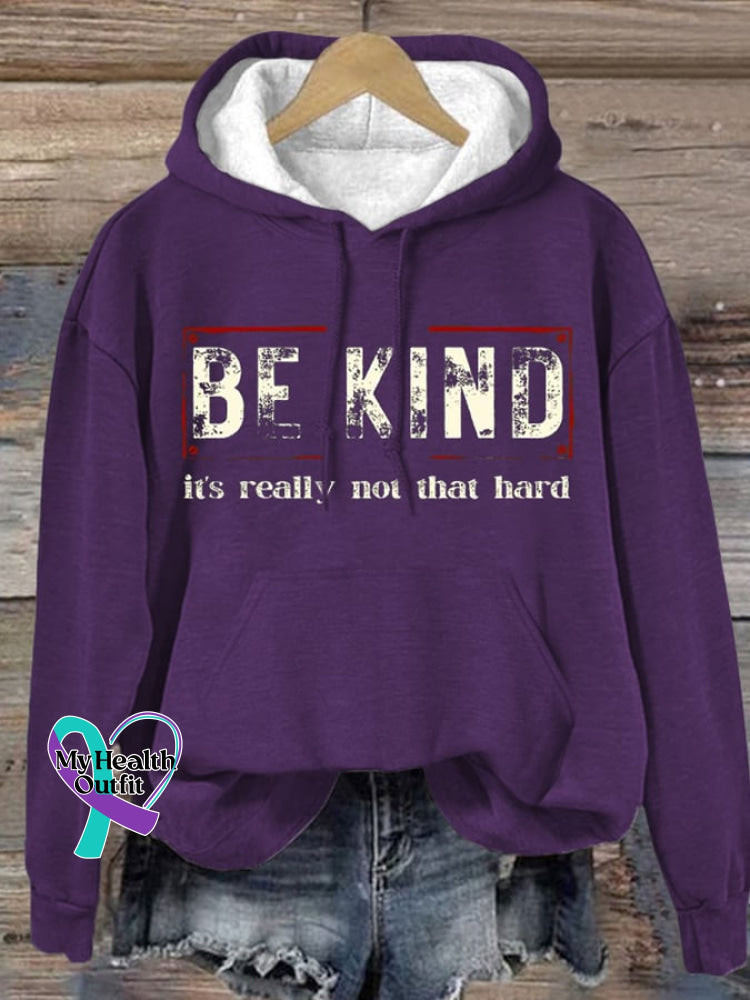 Women’s Be Kind It’s Really Not That Hard Print Hoodie Purple / S