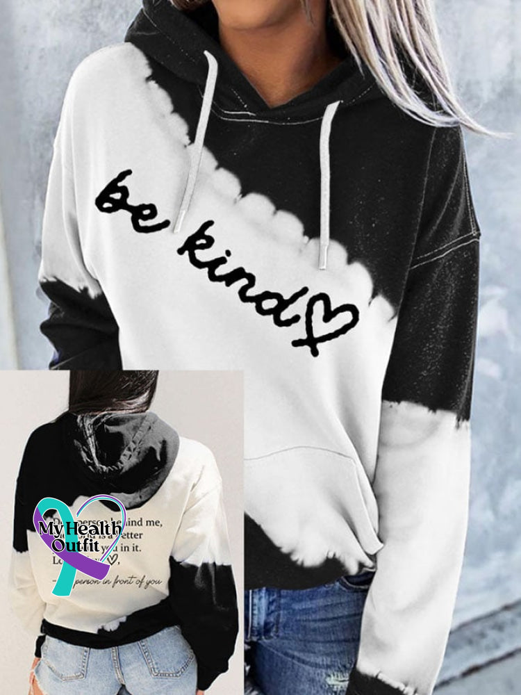 Women’s Be Kind Print Pocket Casual Hoodies Black / S