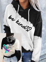 Women’s Be Kind Print Pocket Casual Hoodies Black / S
