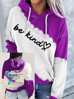 Women’s Be Kind Print Pocket Casual Hoodies Purple / S