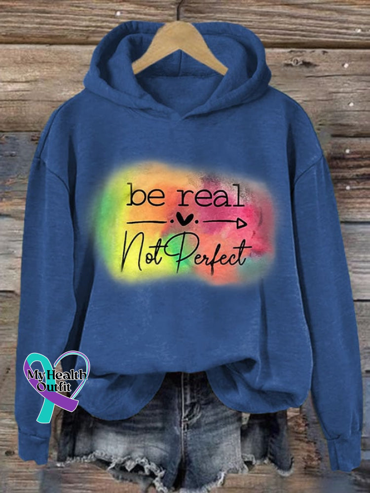 Women’s Be Real Not Perfect Print Casual Sweatshirt Blue / S