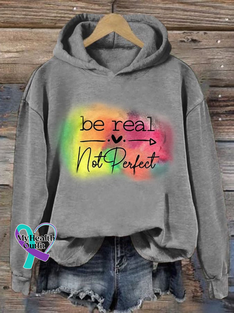 Women’s Be Real Not Perfect Print Casual Sweatshirt Light Grey / S