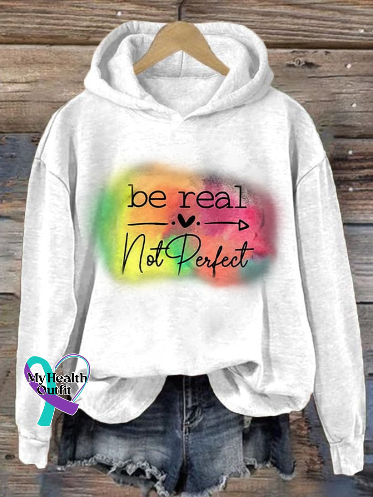 Women’s Be Real Not Perfect Print Casual Sweatshirt White / S