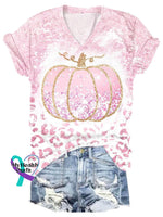 Women’s Breast Cancer Awareness V-Neck Casual T-Shirt 1 / S