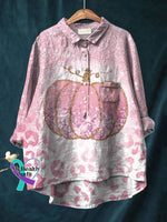 Women’s Breast Cancer Awareness V-Neck Casual T-Shirt Cotton And Linen Shirt / S