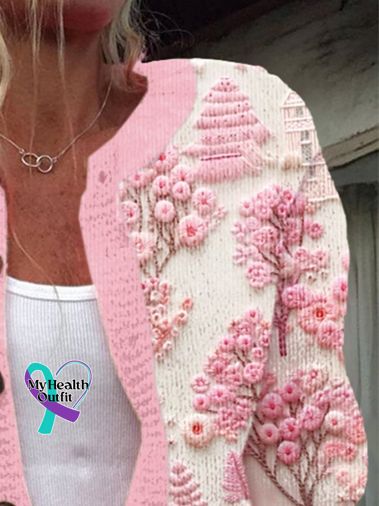 Women’s Breast Cancer Embroidered Printed Jacket