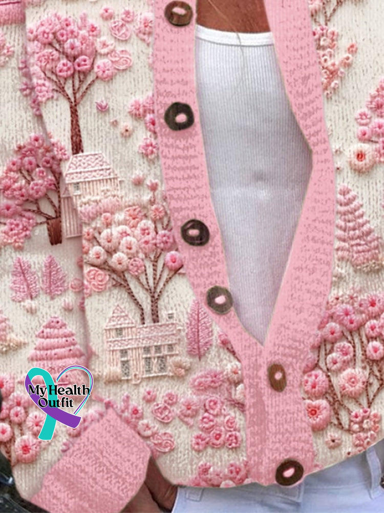 Women’s Breast Cancer Embroidered Printed Jacket