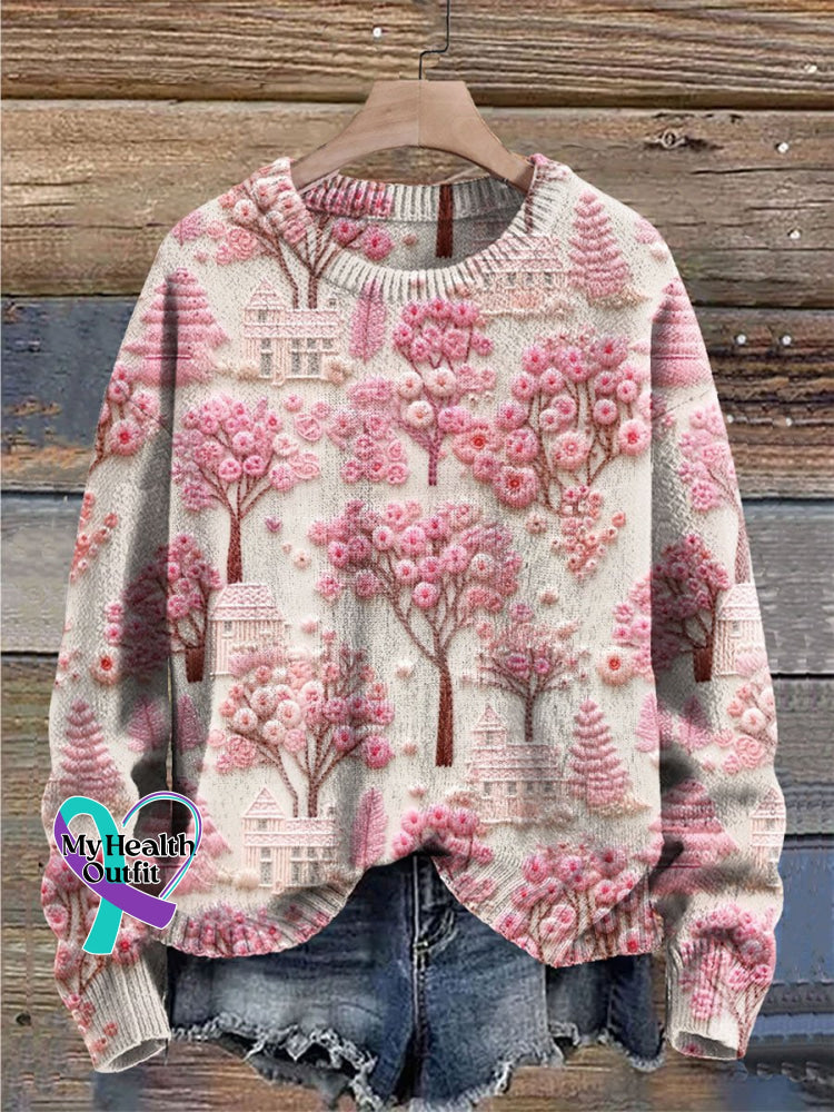 Women’s Breast Cancer Embroidered Printed Jacket Sweater/Pullover / S