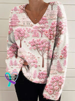 Women’s Breast Cancer Embroidered Printed Jacket Sweater/V-Neck Pullover2 / S