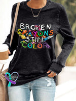 Women’s Broken Crayons Still Color Print Sweatshirt Black / S
