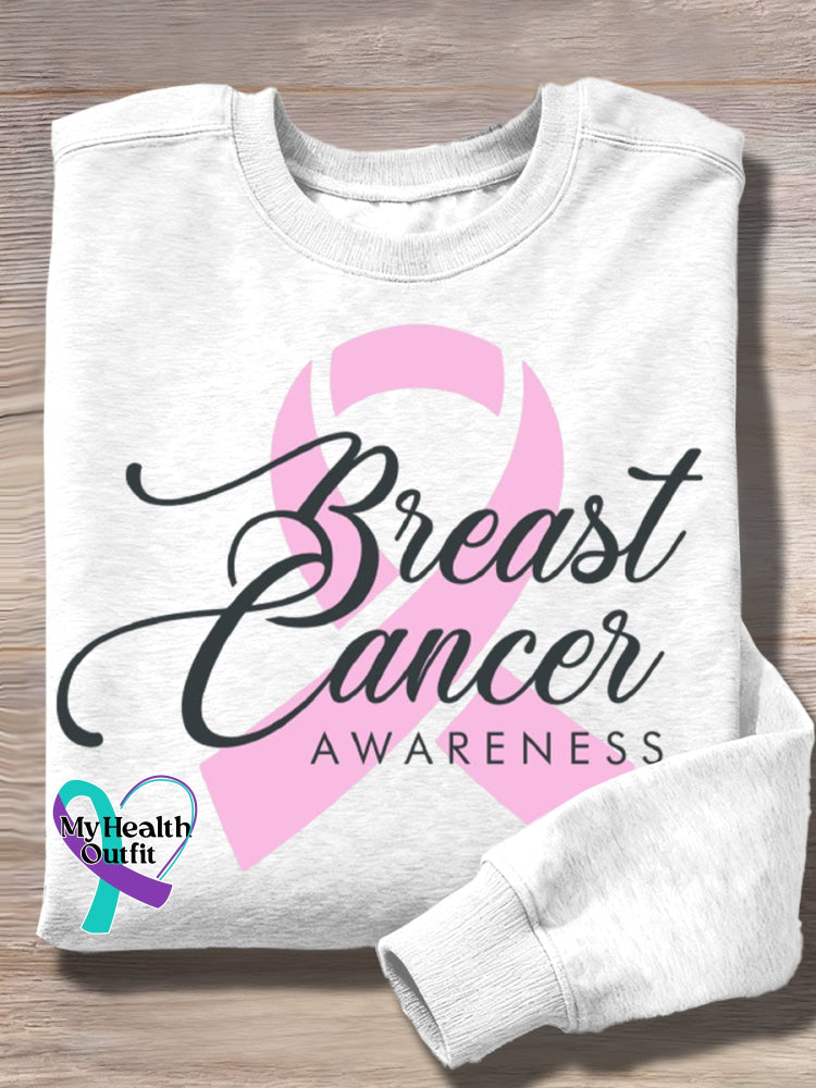 Women’s Casual Breast Cancar Awareness Art Print Hoodie White / S