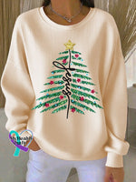 Women’s casual Christmas Jesus Christmas tree sweatshirt Apricot / S