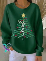 Women’s casual Christmas Jesus Christmas tree sweatshirt Dark Green / S