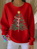 Women’s casual Christmas Jesus Christmas tree sweatshirt Red / S