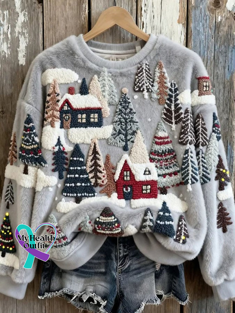 Women’s Casual Flannel Print Long Sleeve Sweatshirt Grey / S