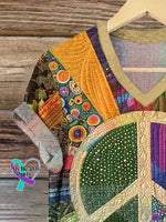 Women’S Casual Retro Peace Collage Print Short Sleeve T-Shirt