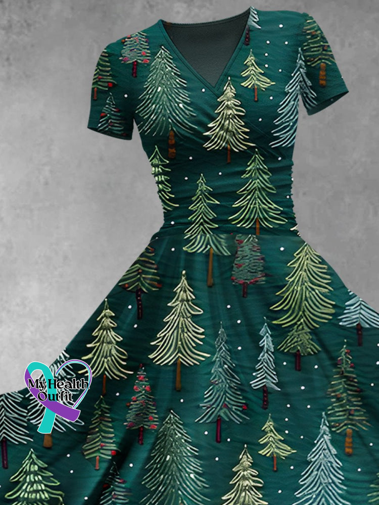 Women’s Christmas Gift Tree Print Design Maxi Dress