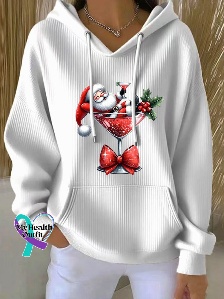 Women’s Christmas Santa Claus Print Casual Sweatshirt White / S