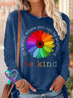 Women’s Daisy In A World Where You Can Be Anything Kind Vintage Long Sleeve T-Shirt Blue / S(6-8)
