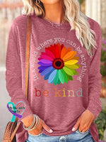 Women’s Daisy In A World Where You Can Be Anything Kind Vintage Long Sleeve T-Shirt Rose Red /